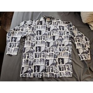 Platinum Fubu Long Sleeve Button Up Shirt Sz LG Fat Albert Street Wear 100% Silk